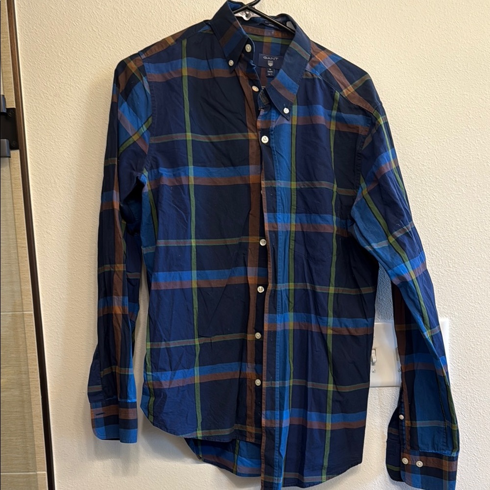 Gant Blue and Green Plaid Button Down Shirt